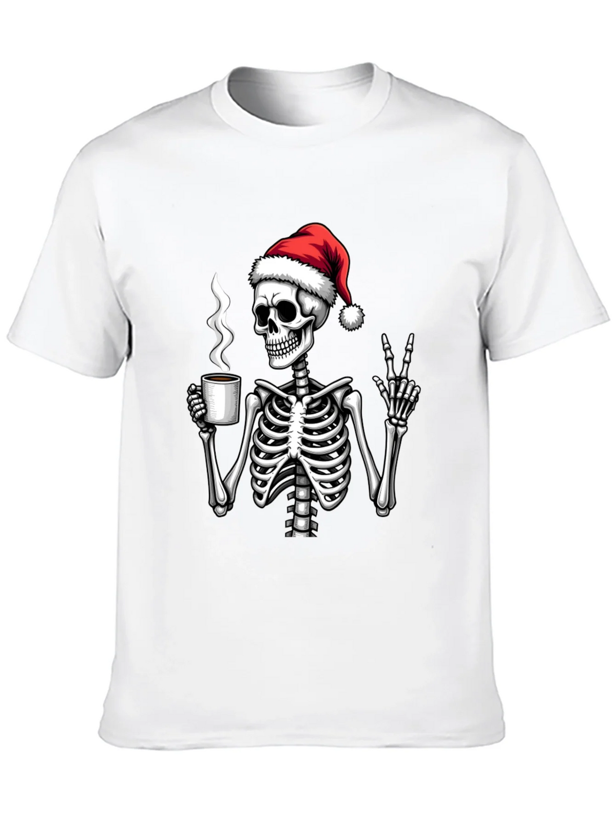 Festive Skeleton T-Shirt - Coffee & Peace