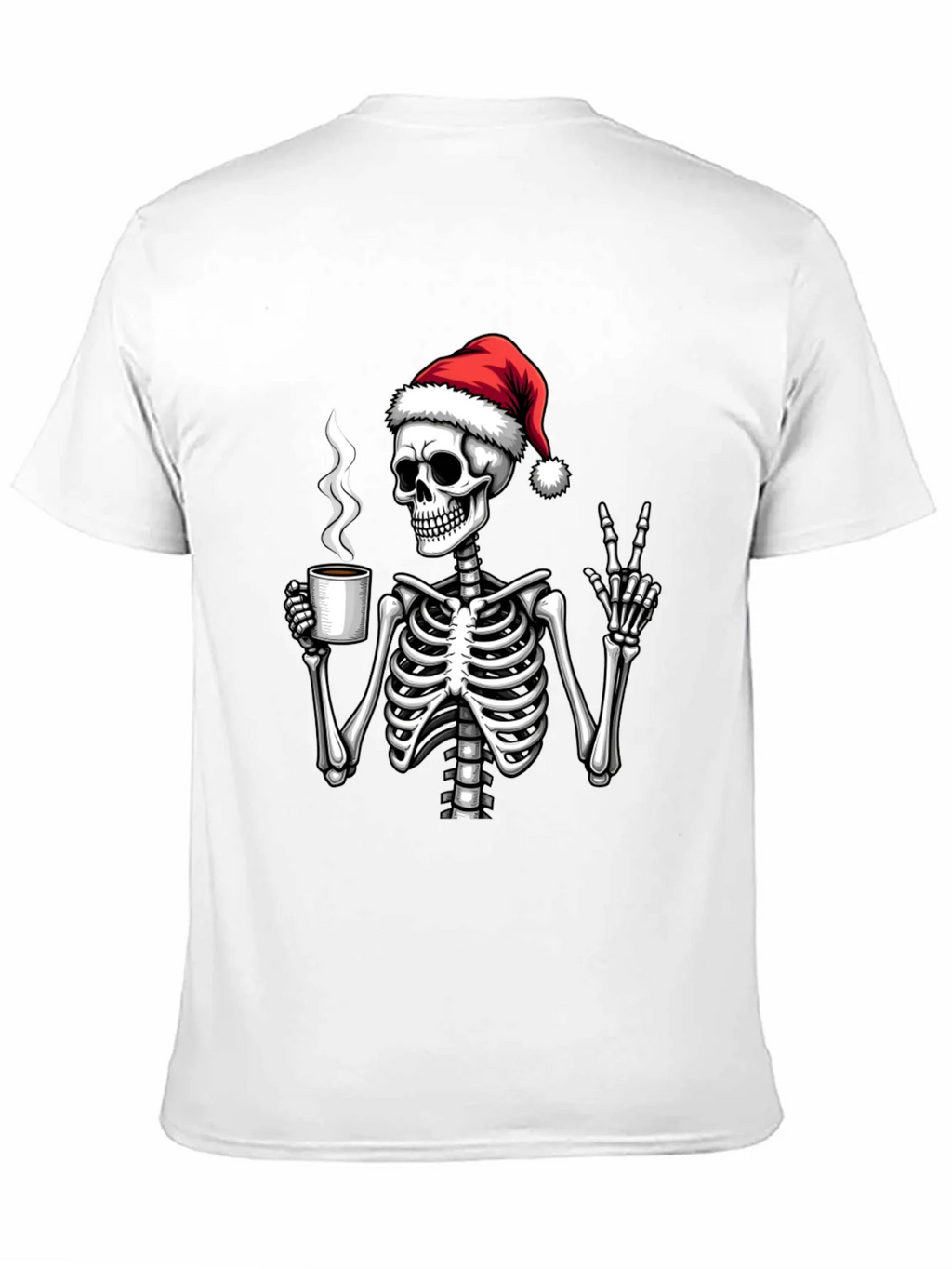 Festive Skeleton T-Shirt - Coffee & Peace
