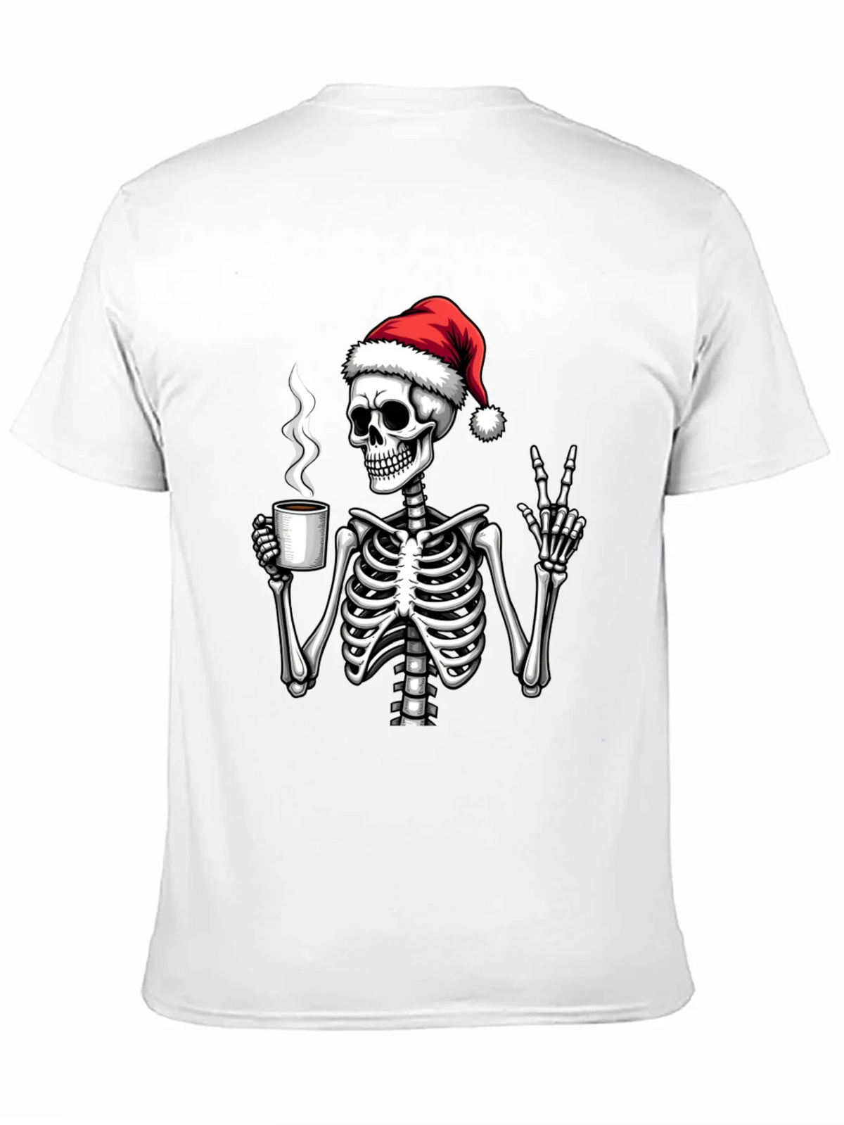 Festive Skeleton T-Shirt - Coffee & Peace