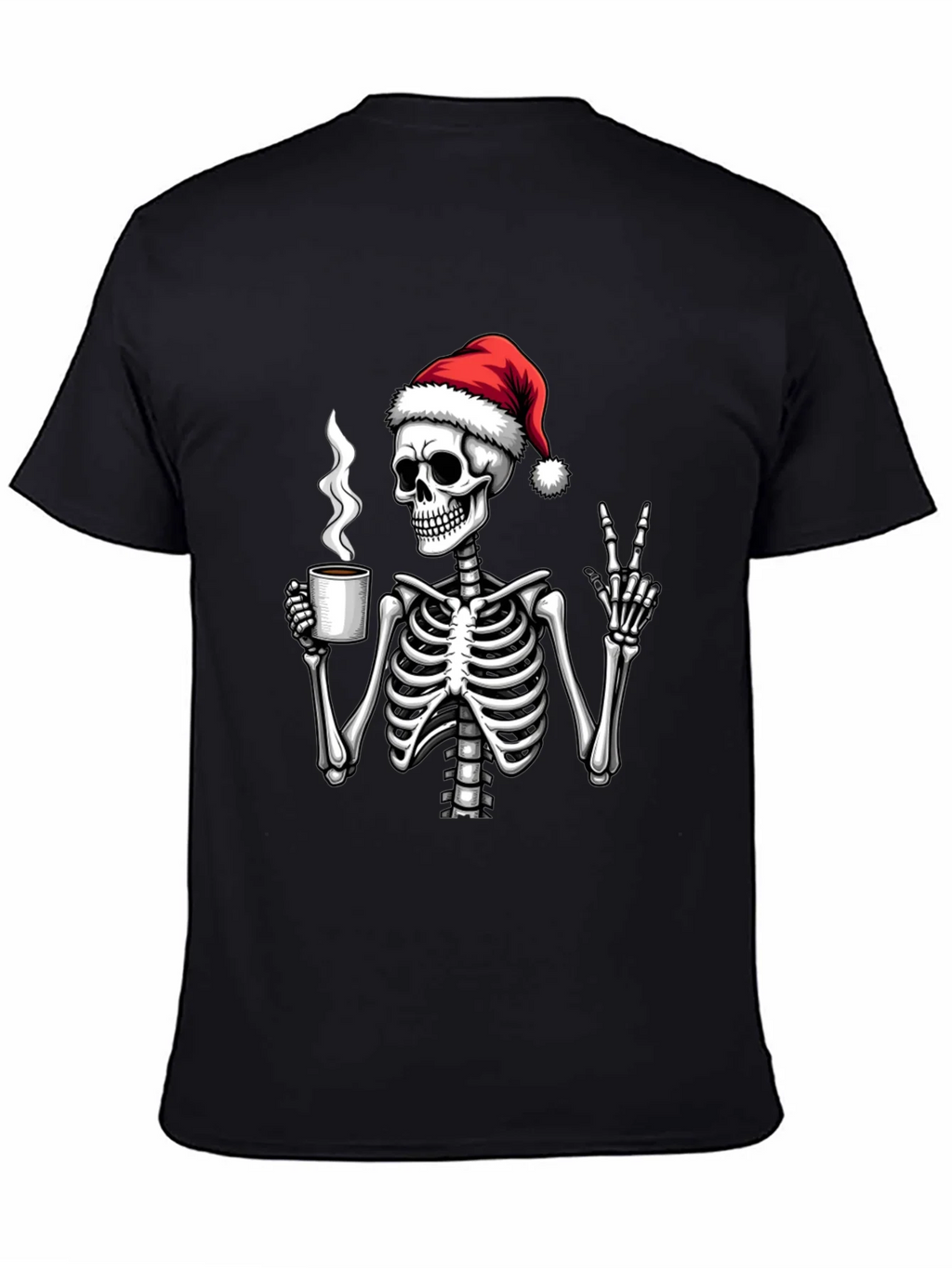 Festive Skeleton T-Shirt - Coffee & Peace