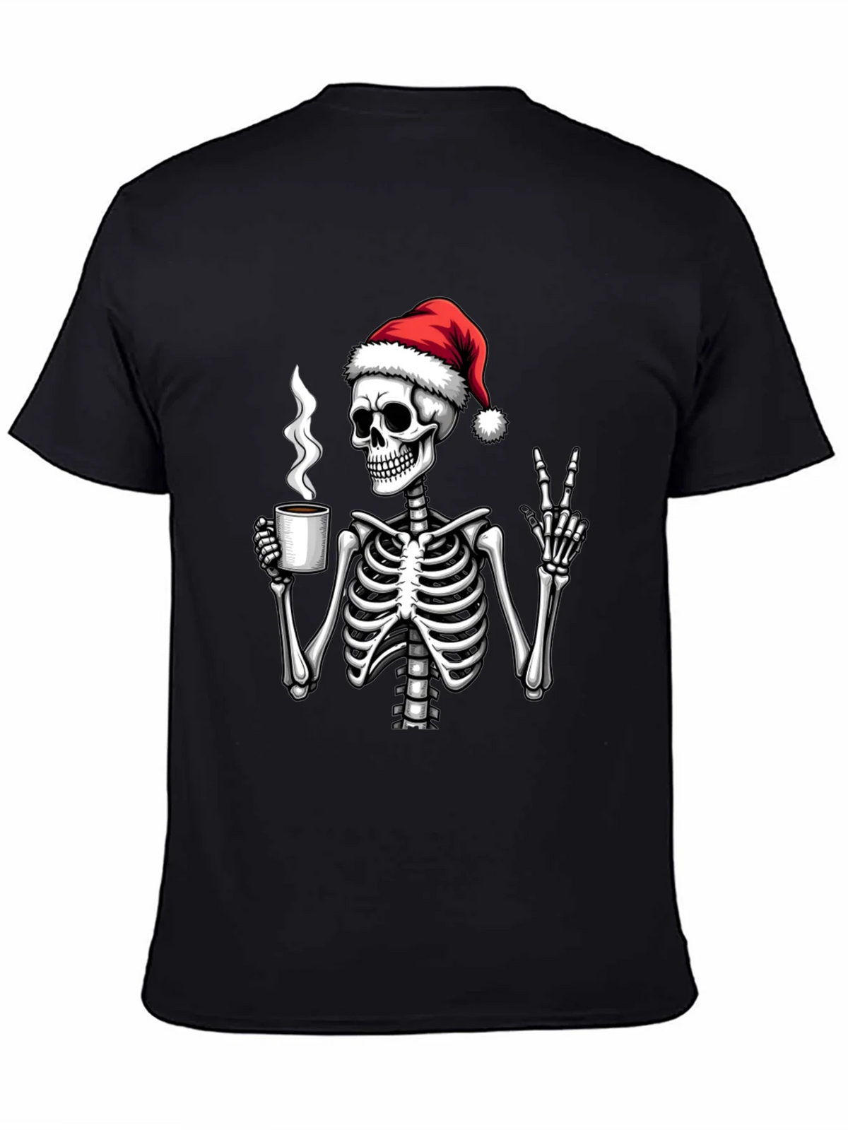 Festive Skeleton T-Shirt - Coffee & Peace