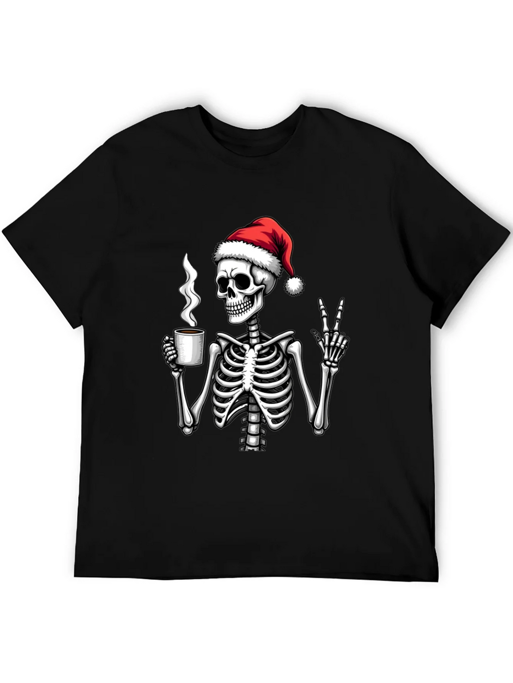Festive Skeleton T-Shirt - Coffee & Peace