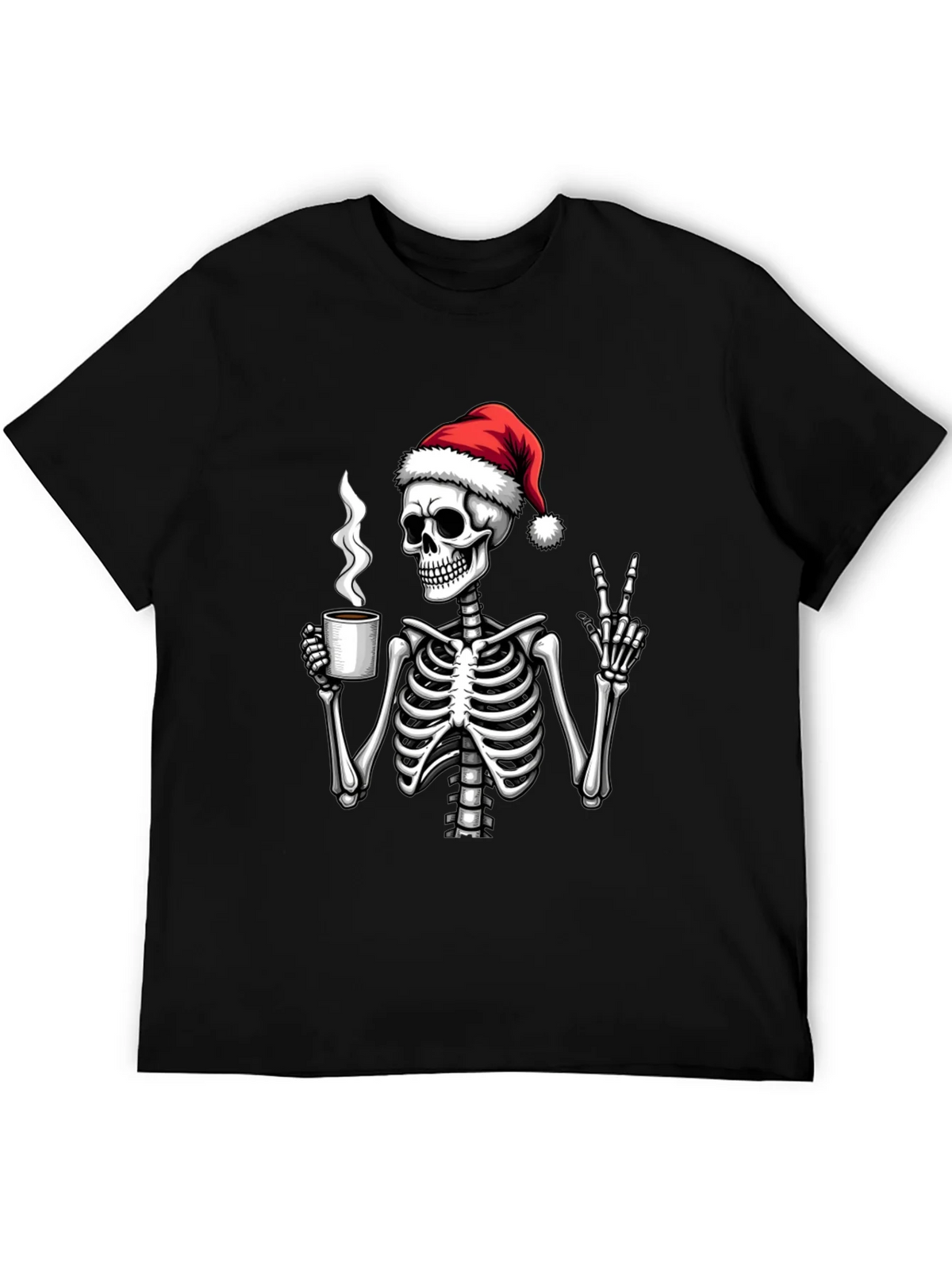 Festive Skeleton T-Shirt - Coffee & Peace