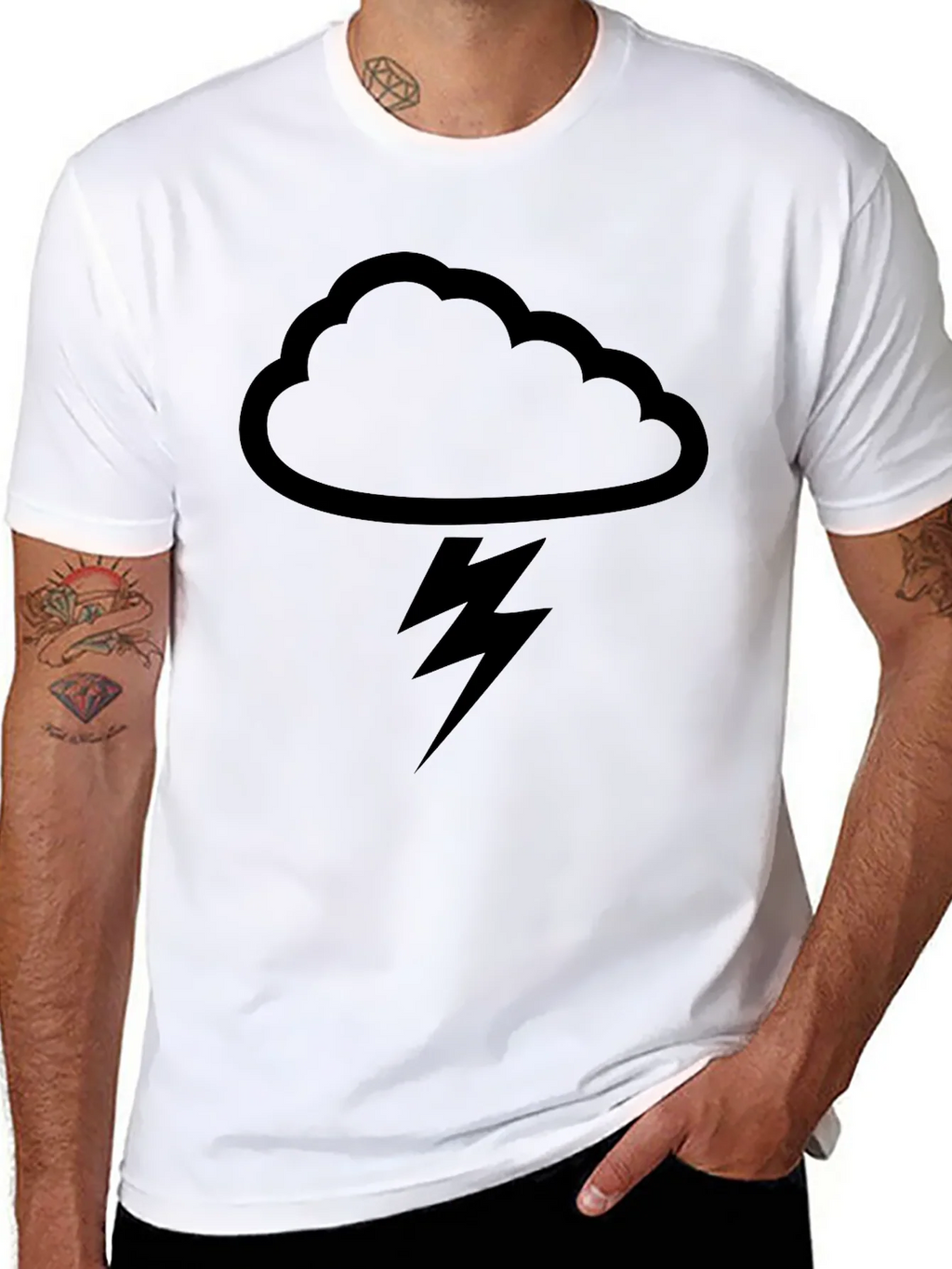 Black Cloud & Lightning Graphic T-Shirt product image 10