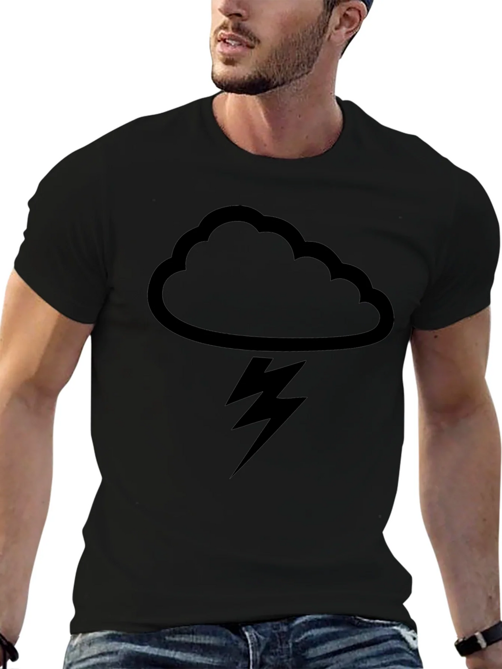 Black Cloud & Lightning Graphic T-Shirt product image 9