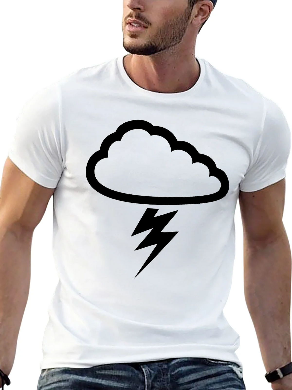 Black Cloud & Lightning Graphic T-Shirt product image 4