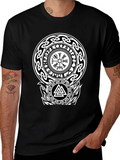 Viking Rune Compass Valknut Black T-Shirt product image 1