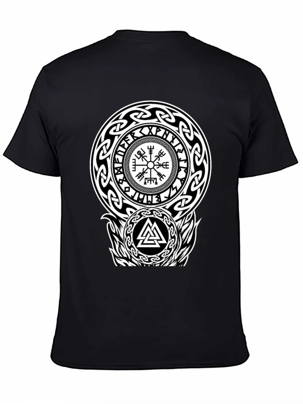 Viking Rune Compass Valknut Black T-Shirt product image 7