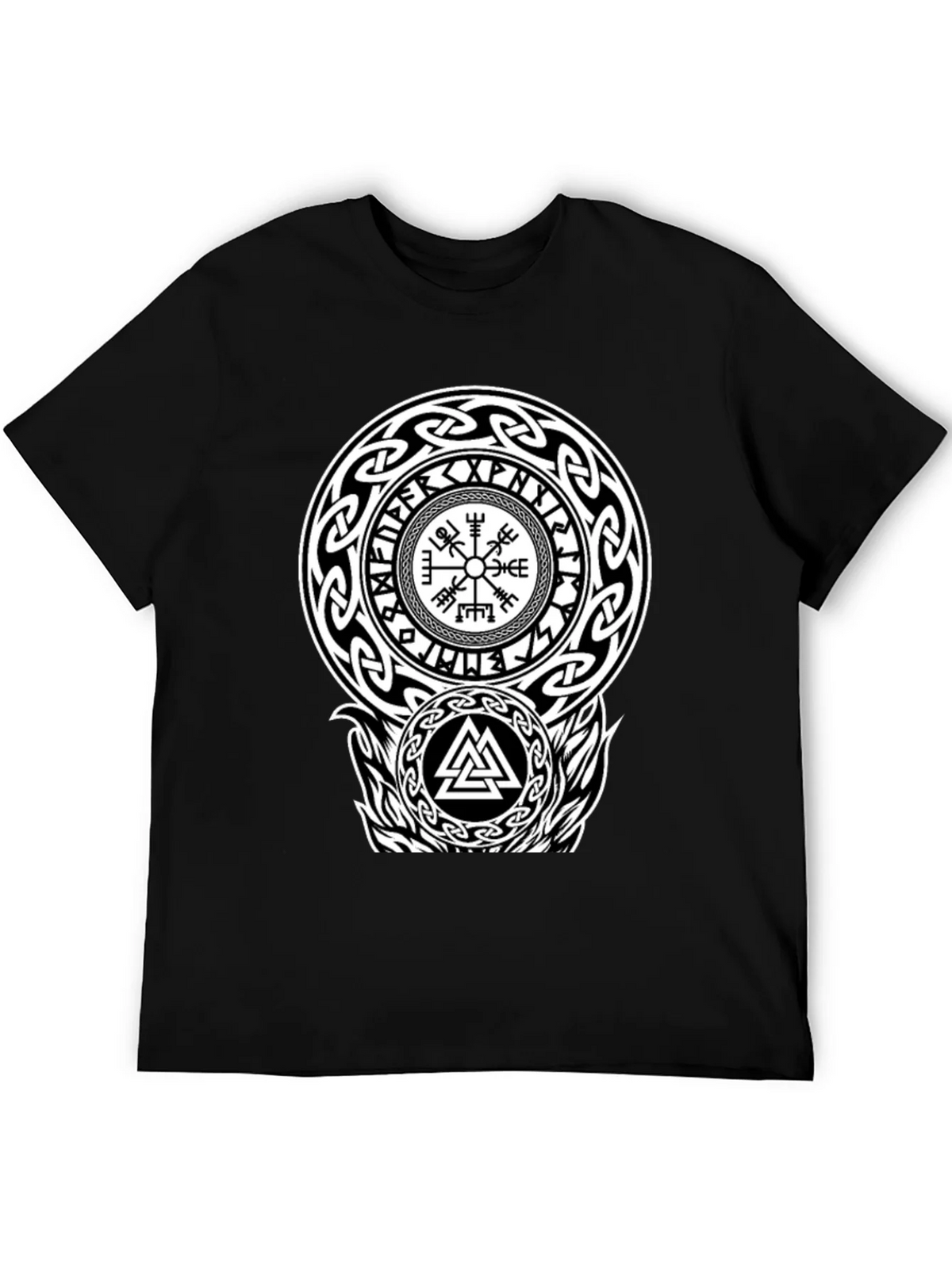 Viking Rune Compass Valknut Black T-Shirt product image 8