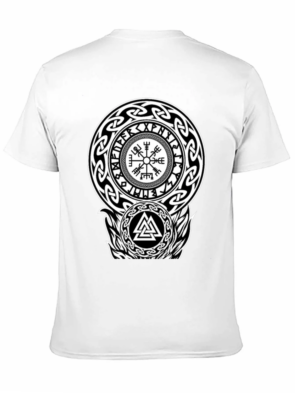 Viking Rune Compass Valknut Black T-Shirt product image 2
