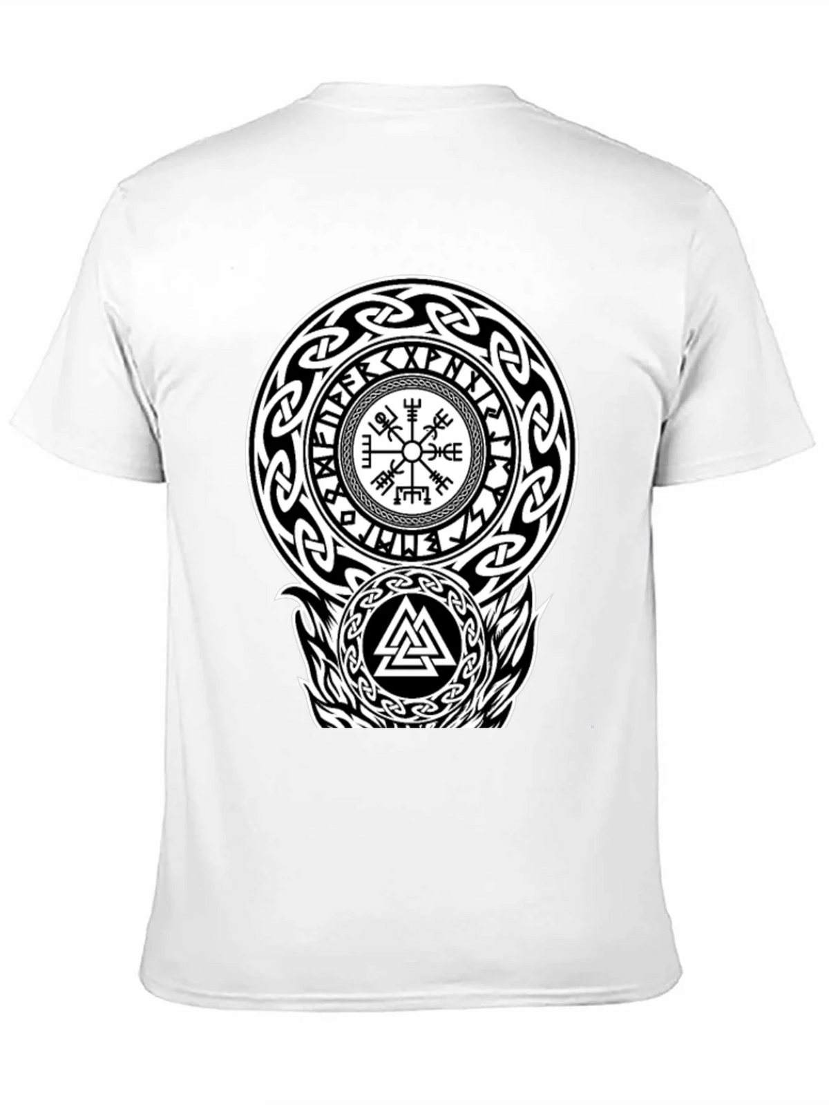 Viking Rune Compass Valknut Black T-Shirt product image 2