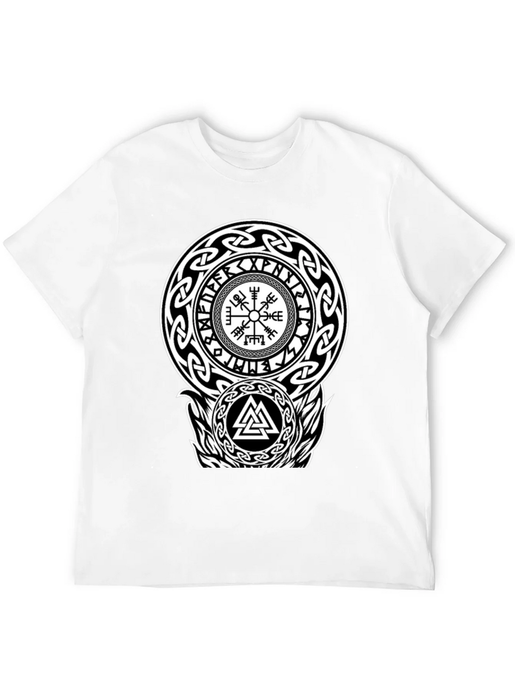 Viking Rune Compass Valknut Black T-Shirt product image 3