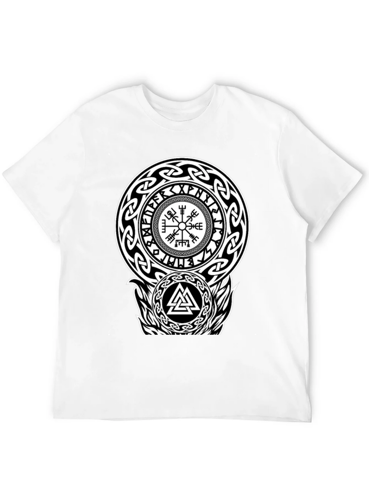 Viking Rune Compass Valknut Black T-Shirt product image 3