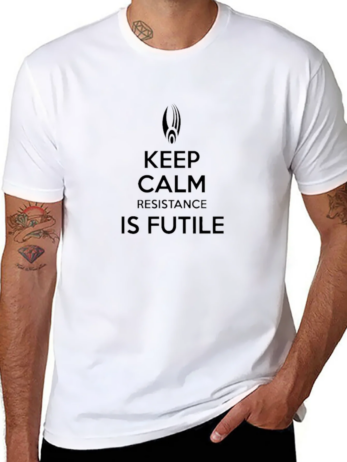 Keep Calm Resistance Is Futile Black T-Shirt product image 10