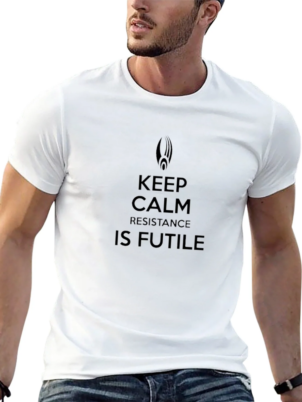 Keep Calm Resistance Is Futile Black T-Shirt product image 4