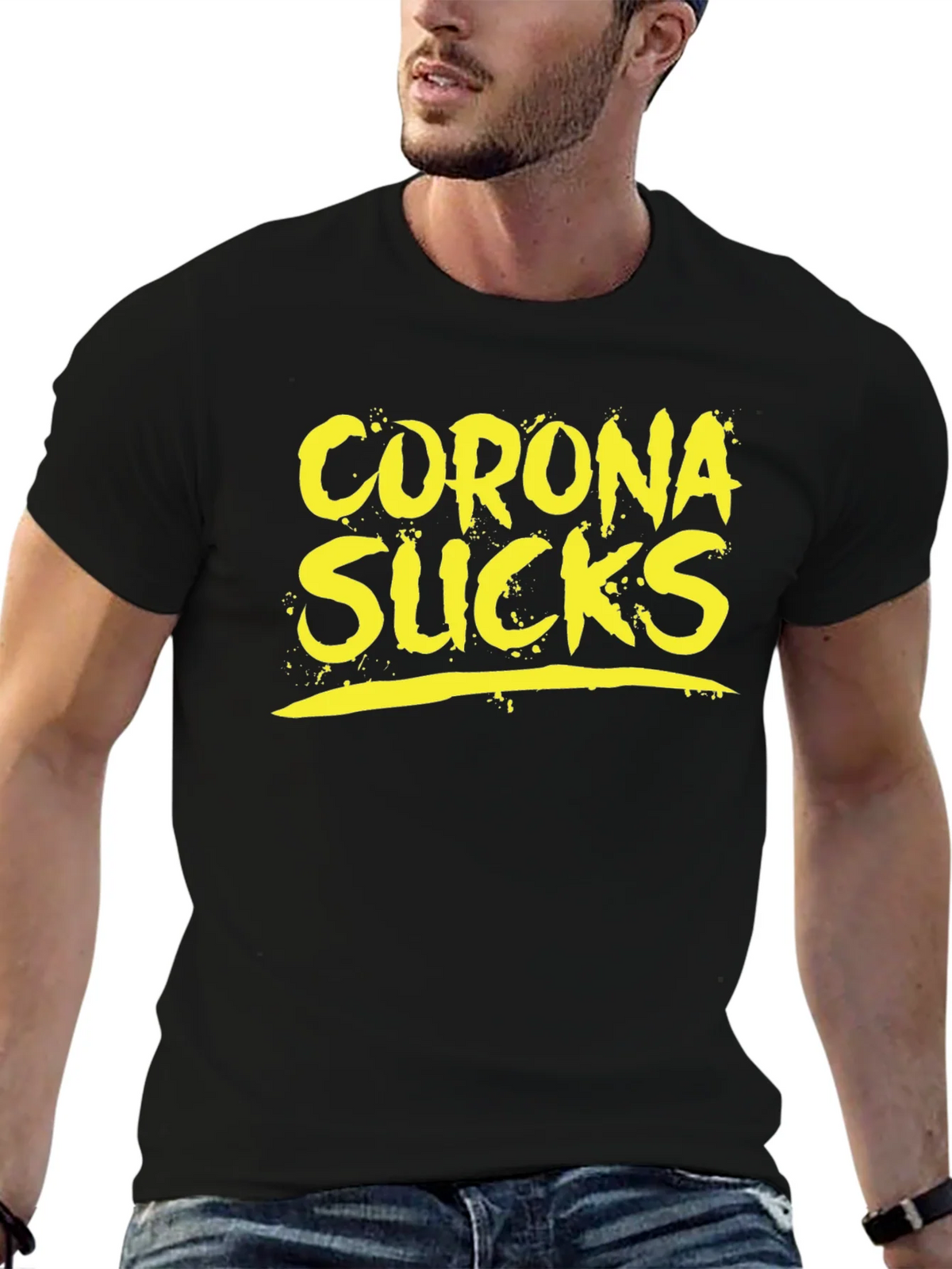 Corona Sucks Graphic Tee - Black Casual T-Shirt product image 9