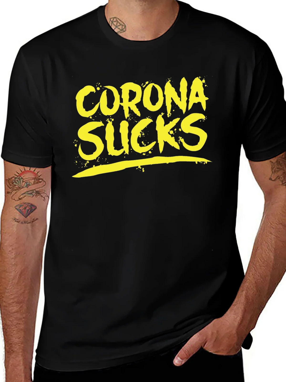 Corona Sucks Graphic Tee - Black Casual T-Shirt product image 1