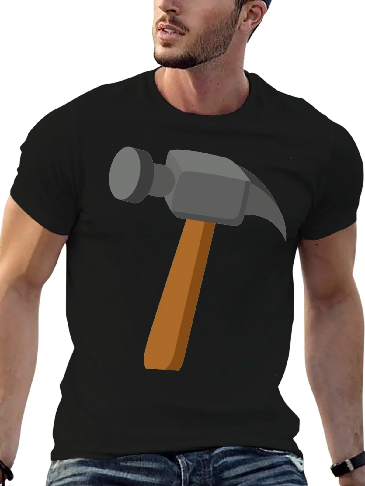 Hammer Graphic Tee - Black Cotton Comfort Fit product image 9