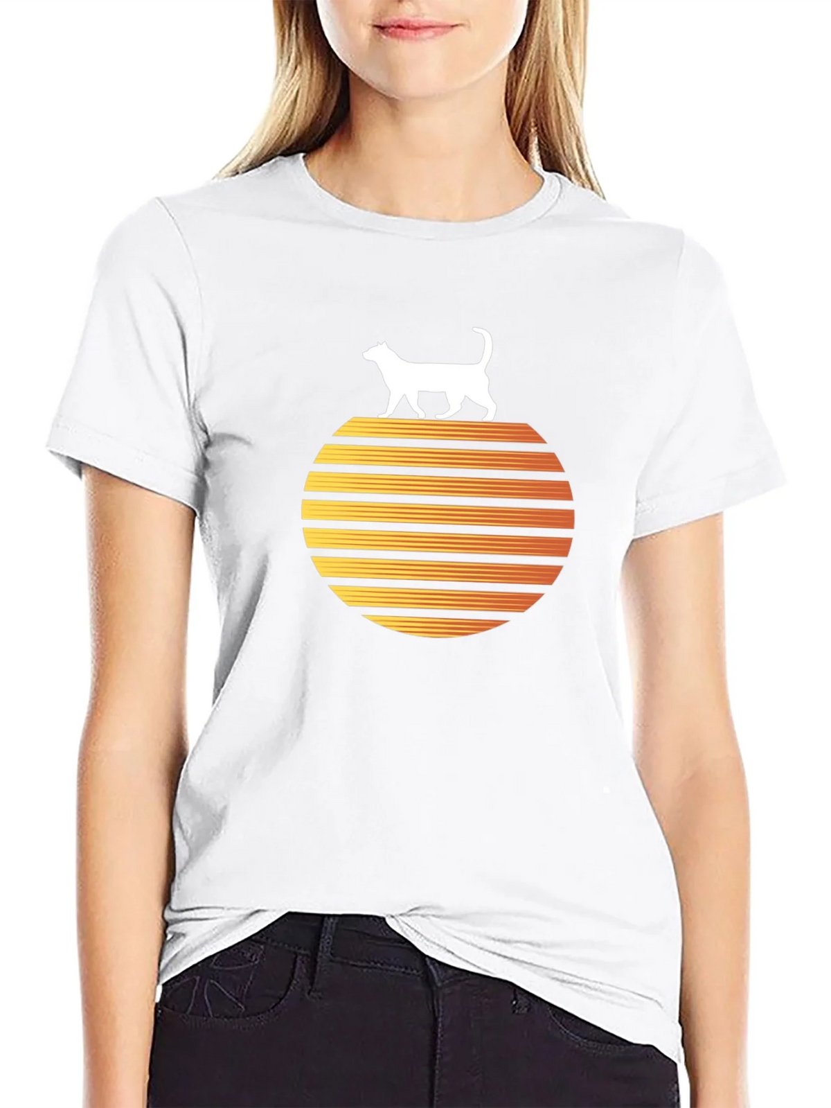 Retro Cat Sunset Graphic Tee product image 11
