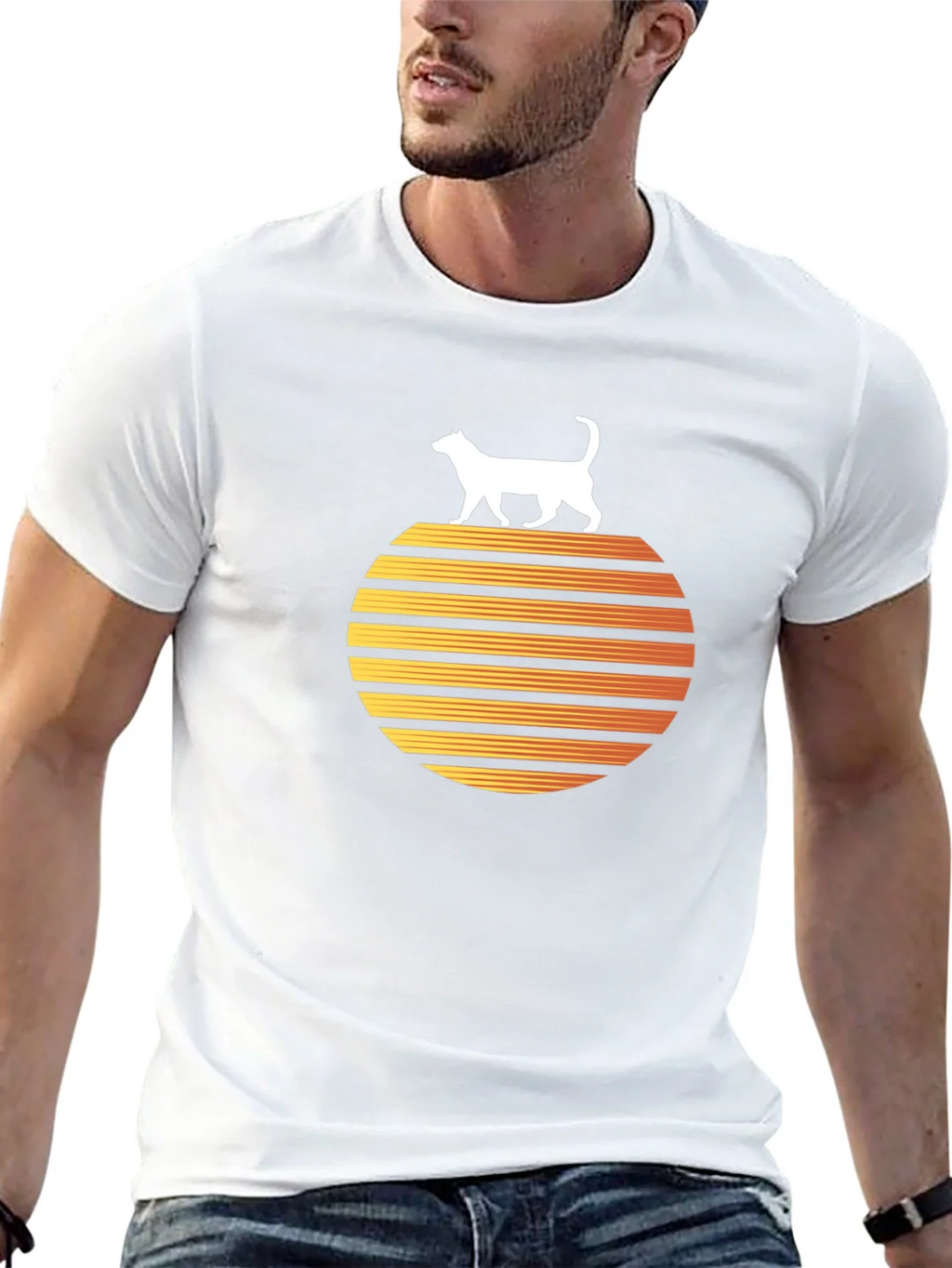 Retro Cat Sunset Graphic Tee product image 4