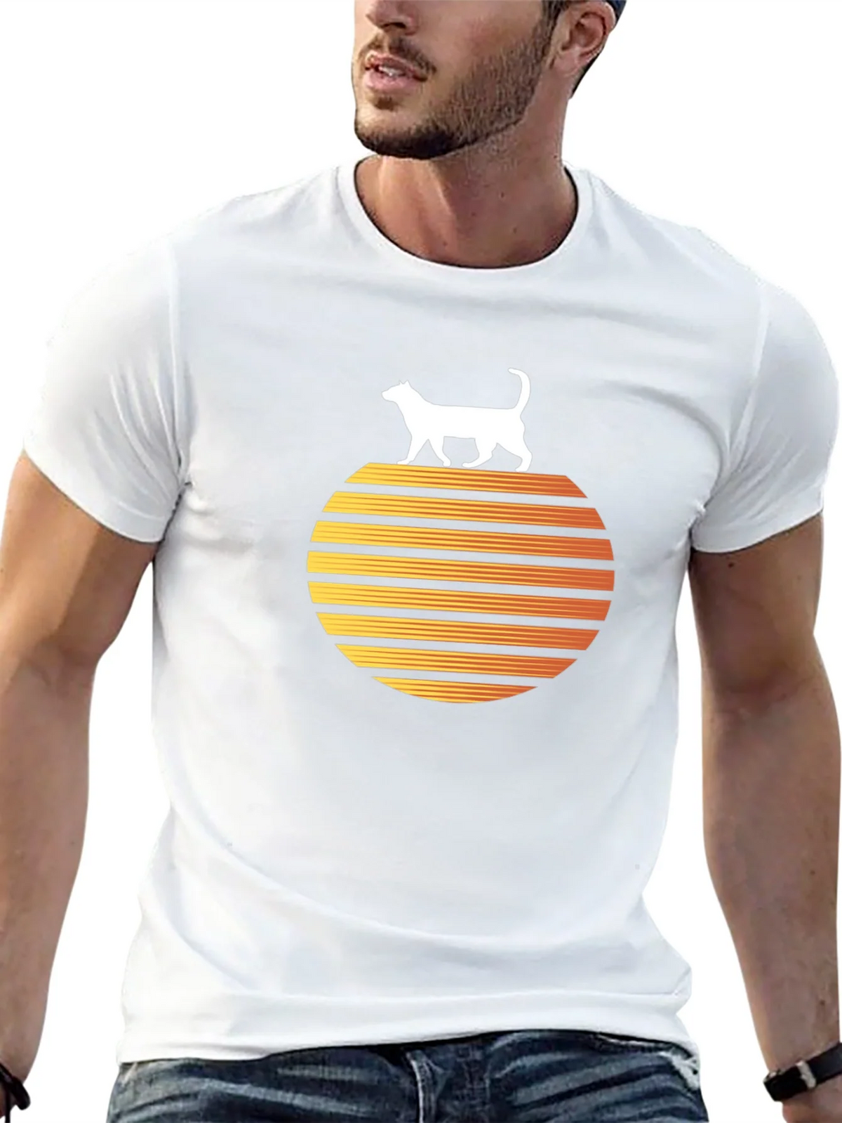 Retro Cat Sunset Graphic Tee product image 4