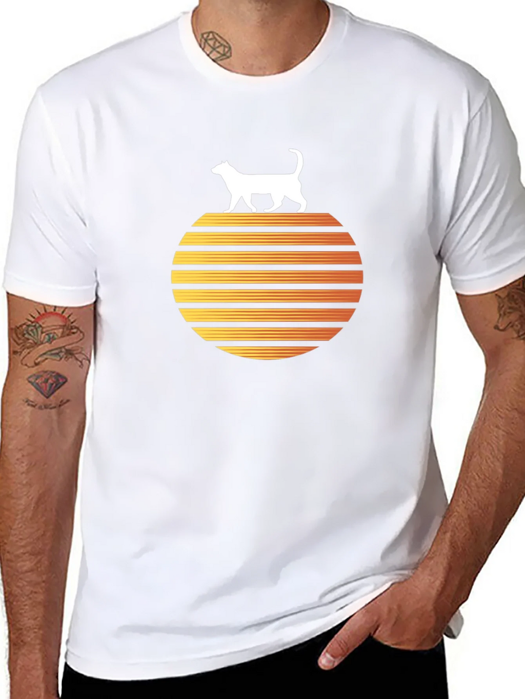 Retro Cat Sunset Graphic Tee product image 10