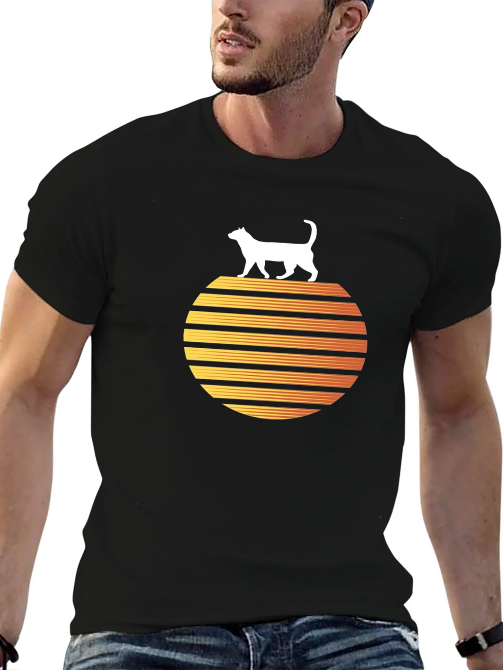 Retro Cat Sunset Graphic Tee product image 9
