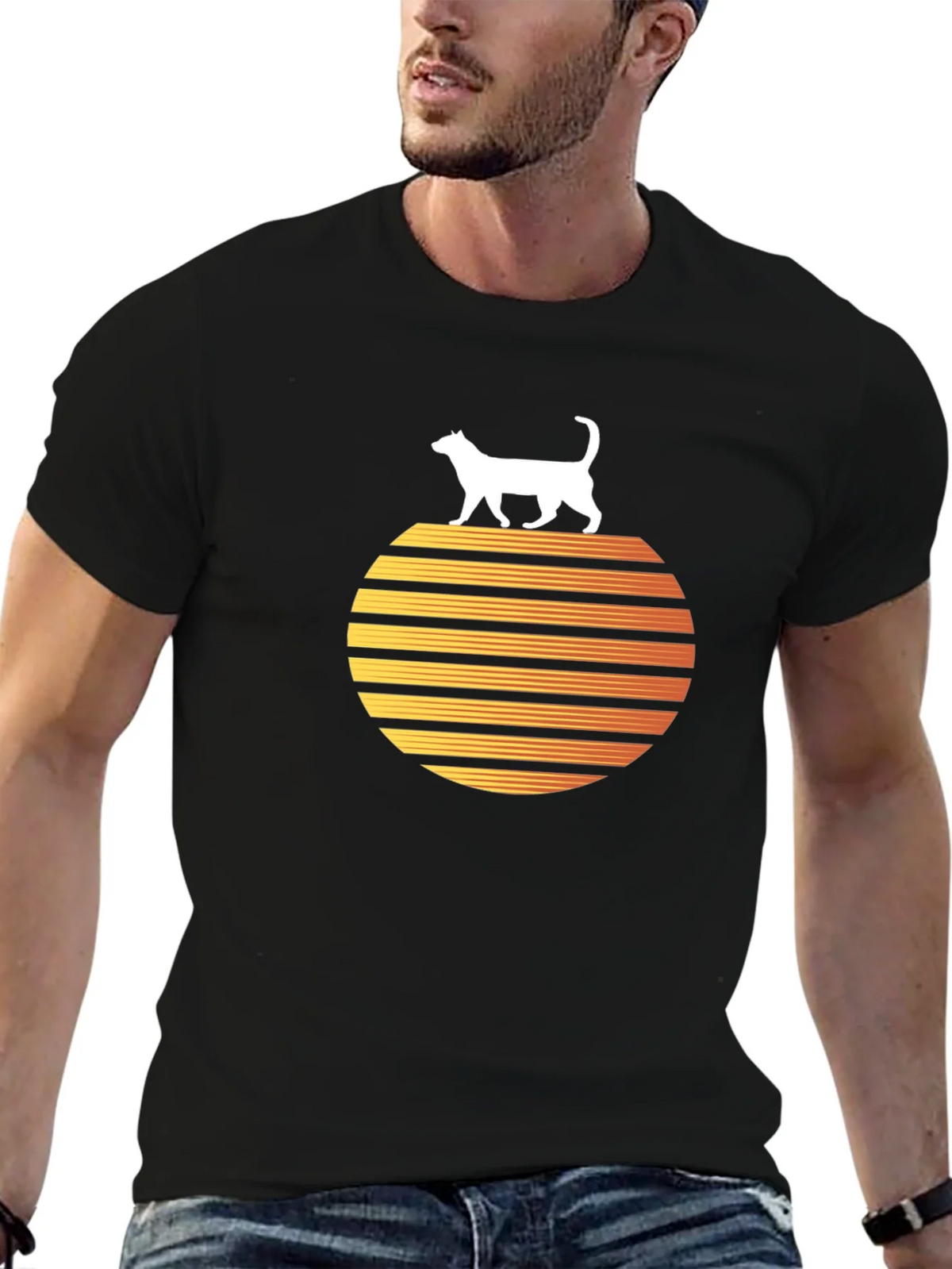Retro Cat Sunset Graphic Tee product image 9