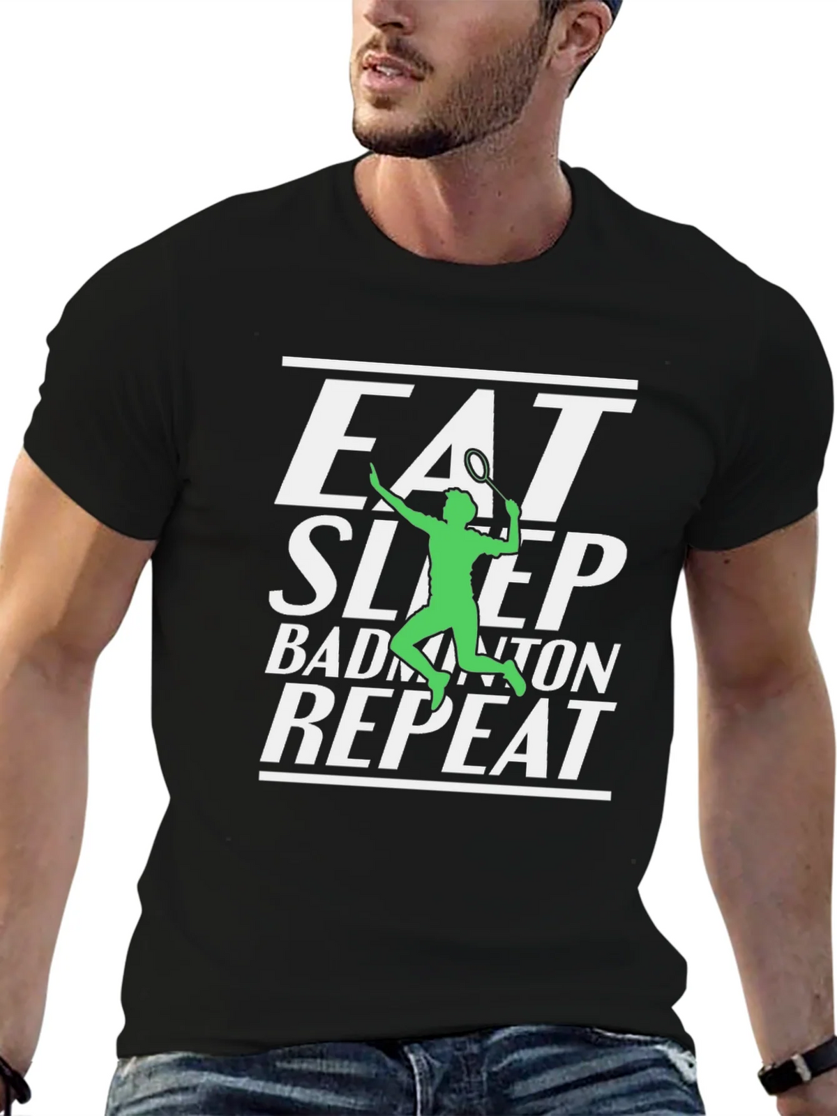 Eat Sleep Badminton Repeat Graphic Tee product image 9