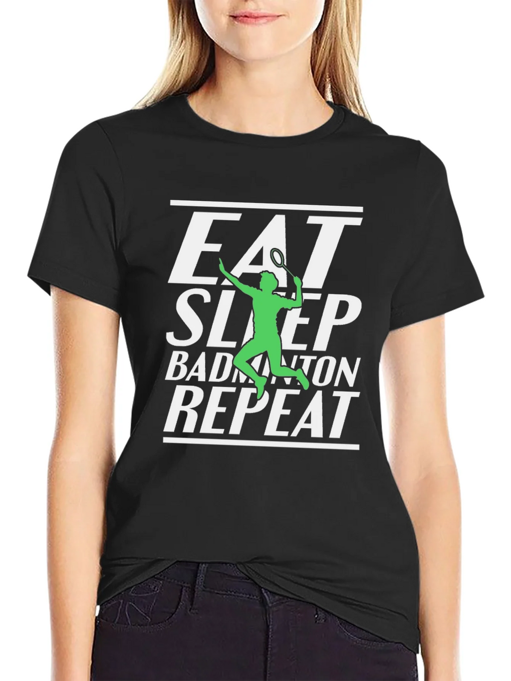 Eat Sleep Badminton Repeat Graphic Tee product image 5