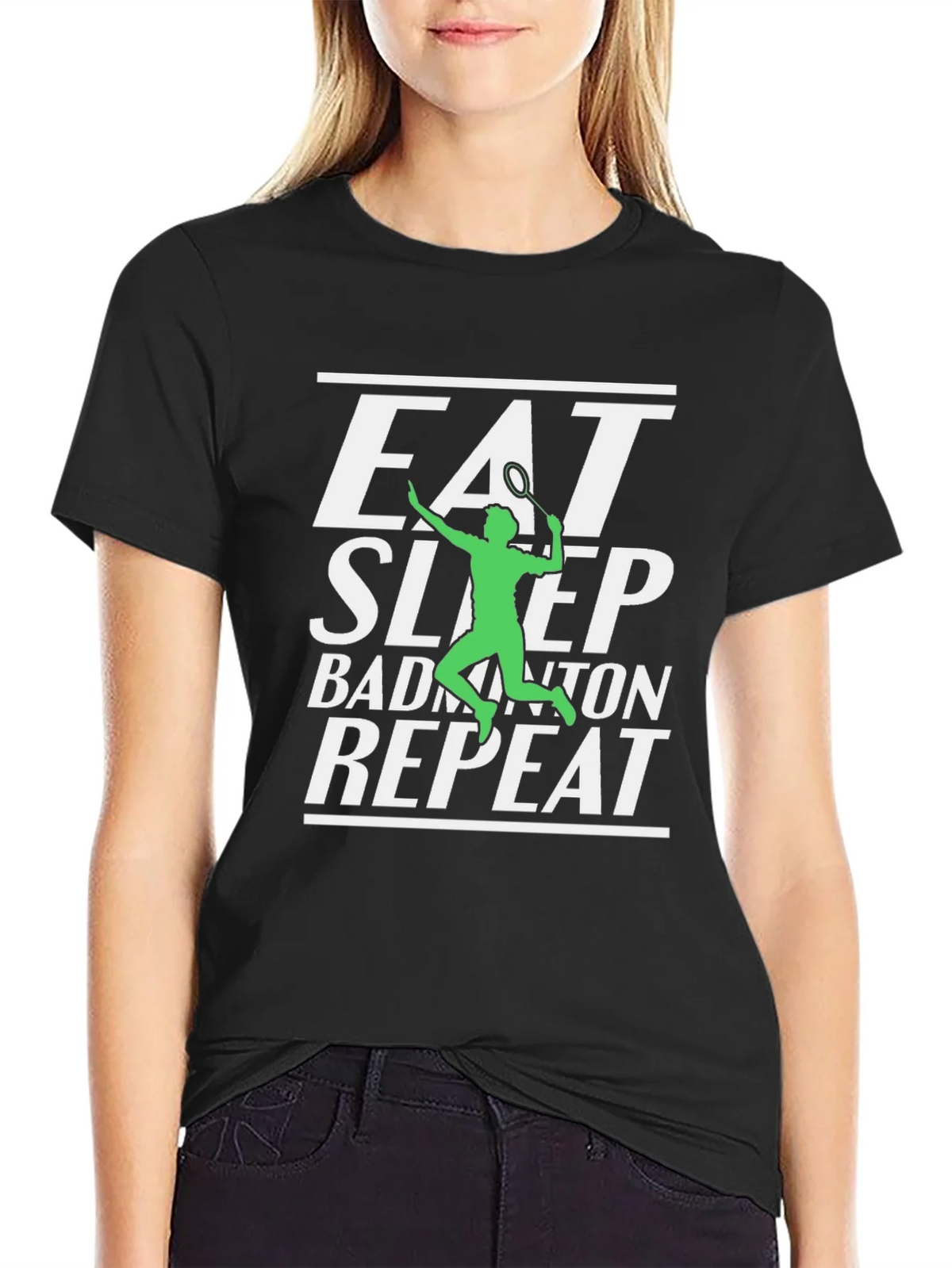 Eat Sleep Badminton Repeat Graphic Tee product image 5