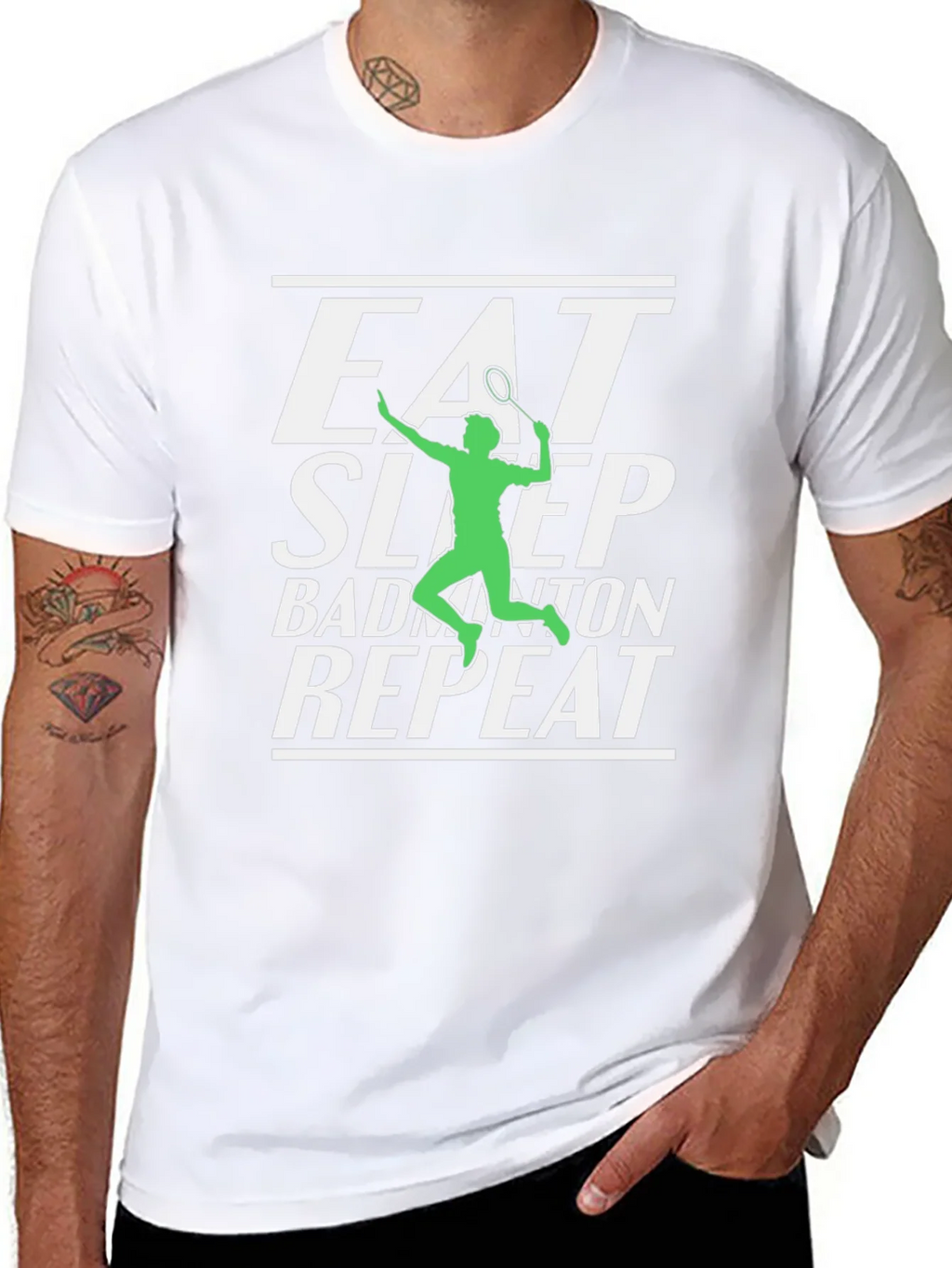 Eat Sleep Badminton Repeat Graphic Tee product image 10