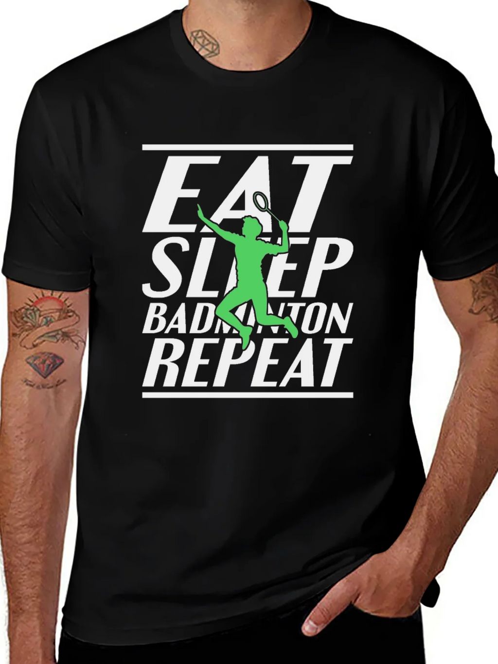 Eat Sleep Badminton Repeat Graphic Tee product image 1
