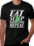 Eat Sleep Badminton Repeat Graphic Tee product image 1