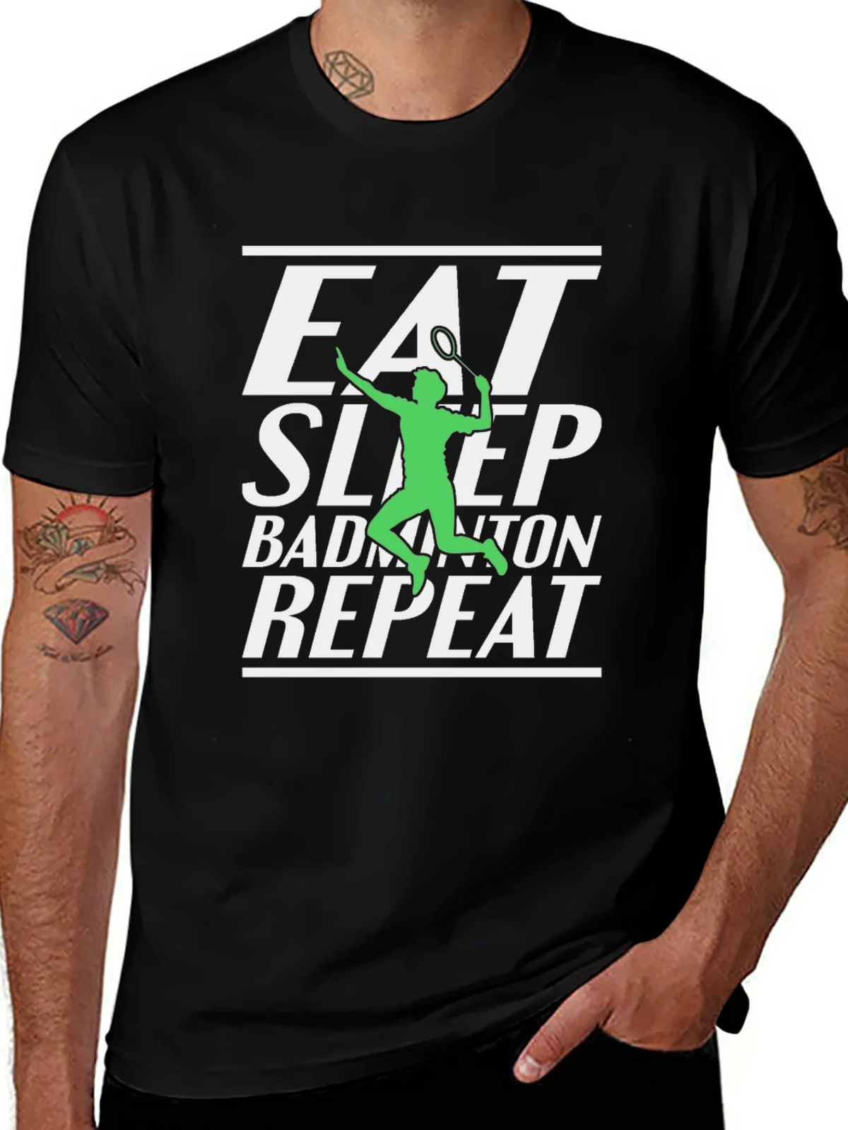 Eat Sleep Badminton Repeat Graphic Tee product image 1
