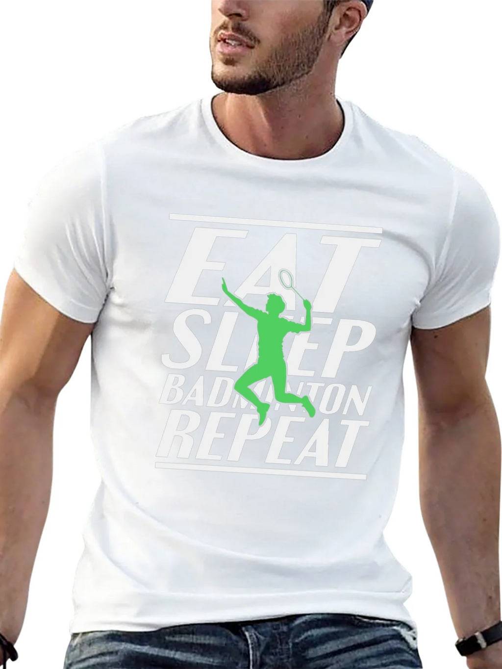 Eat Sleep Badminton Repeat Graphic Tee product image 4