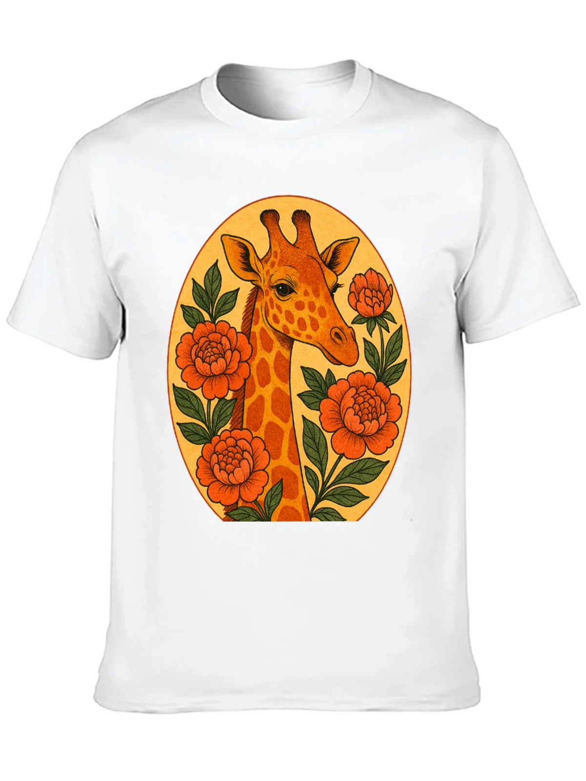 Giraffe and Flowers Black Graphic T-Shirt product image 12