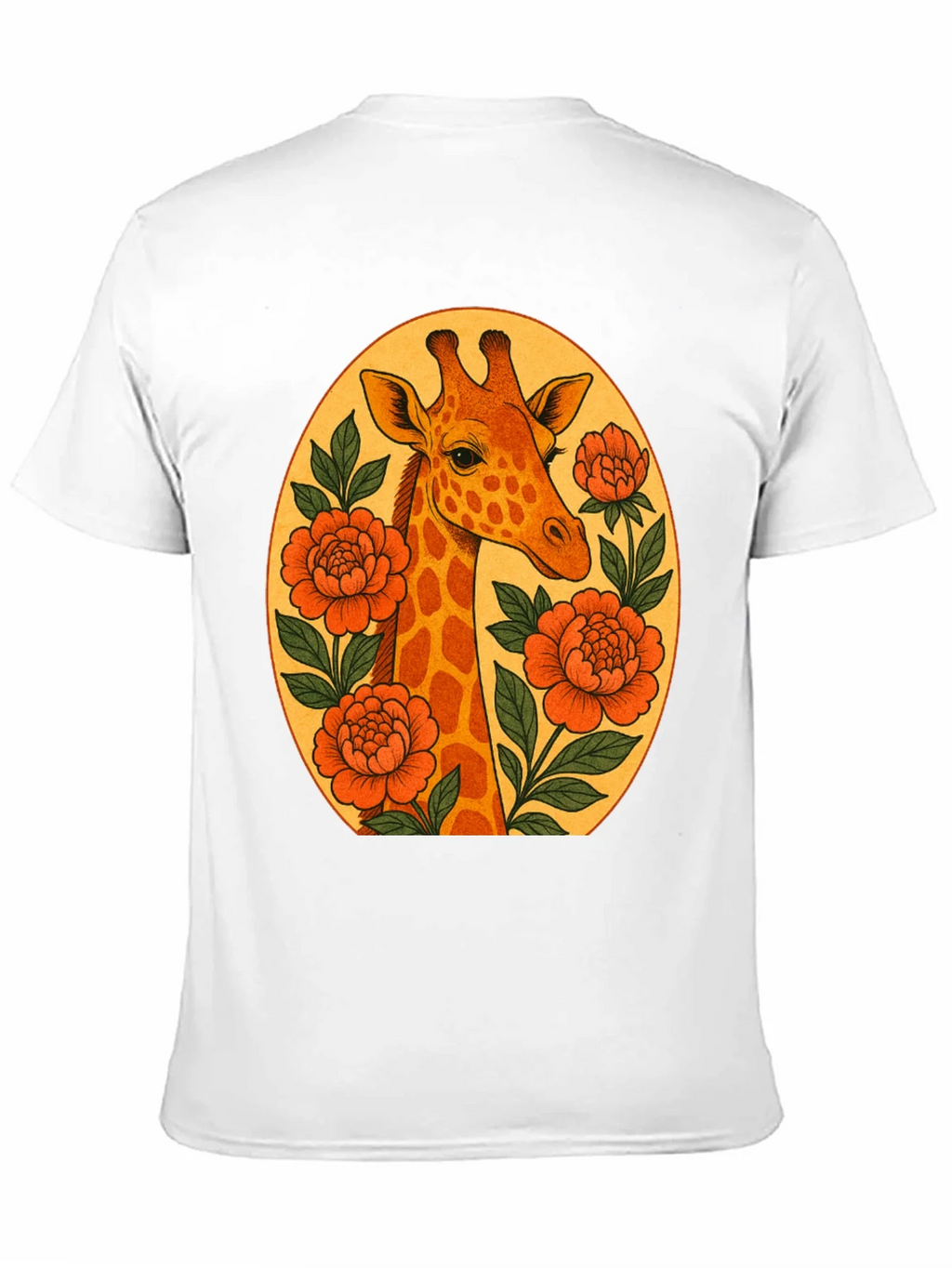 Giraffe and Flowers Black Graphic T-Shirt product image 2