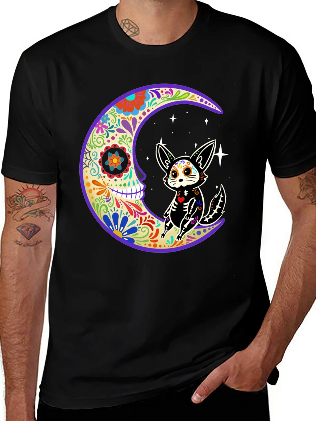 Sugar Skull Moon & Cat T-Shirt product image 1