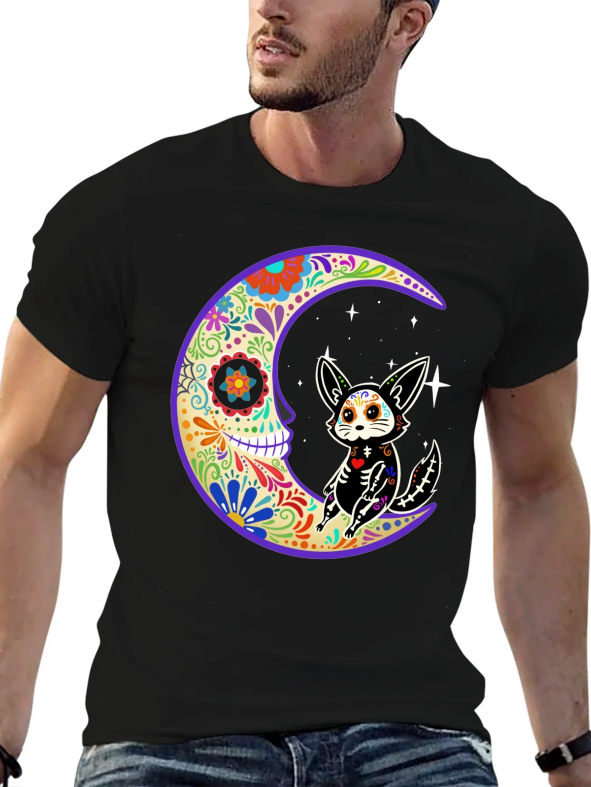 Sugar Skull Moon & Cat T-Shirt product image 9