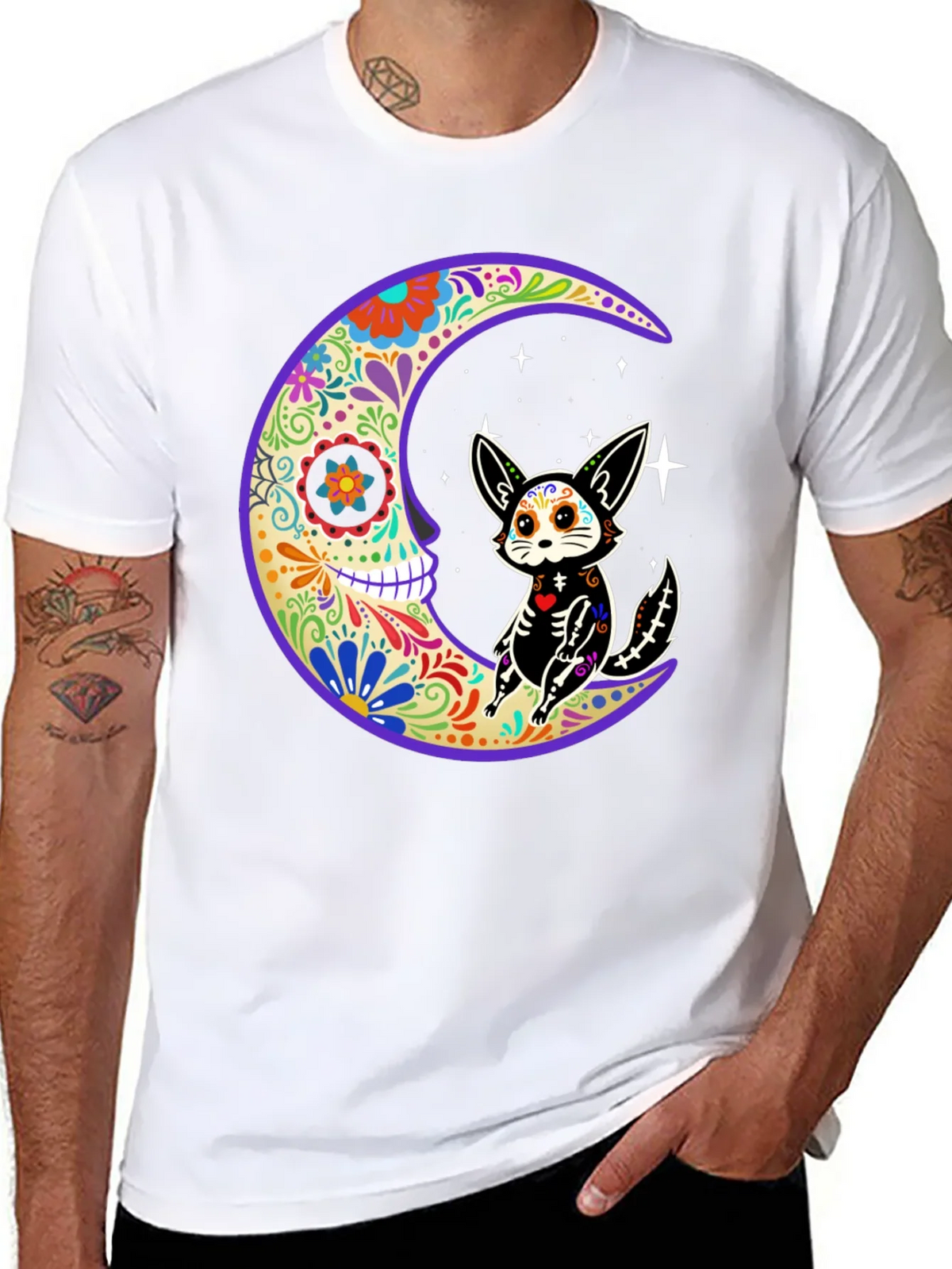 Sugar Skull Moon & Cat T-Shirt product image 10