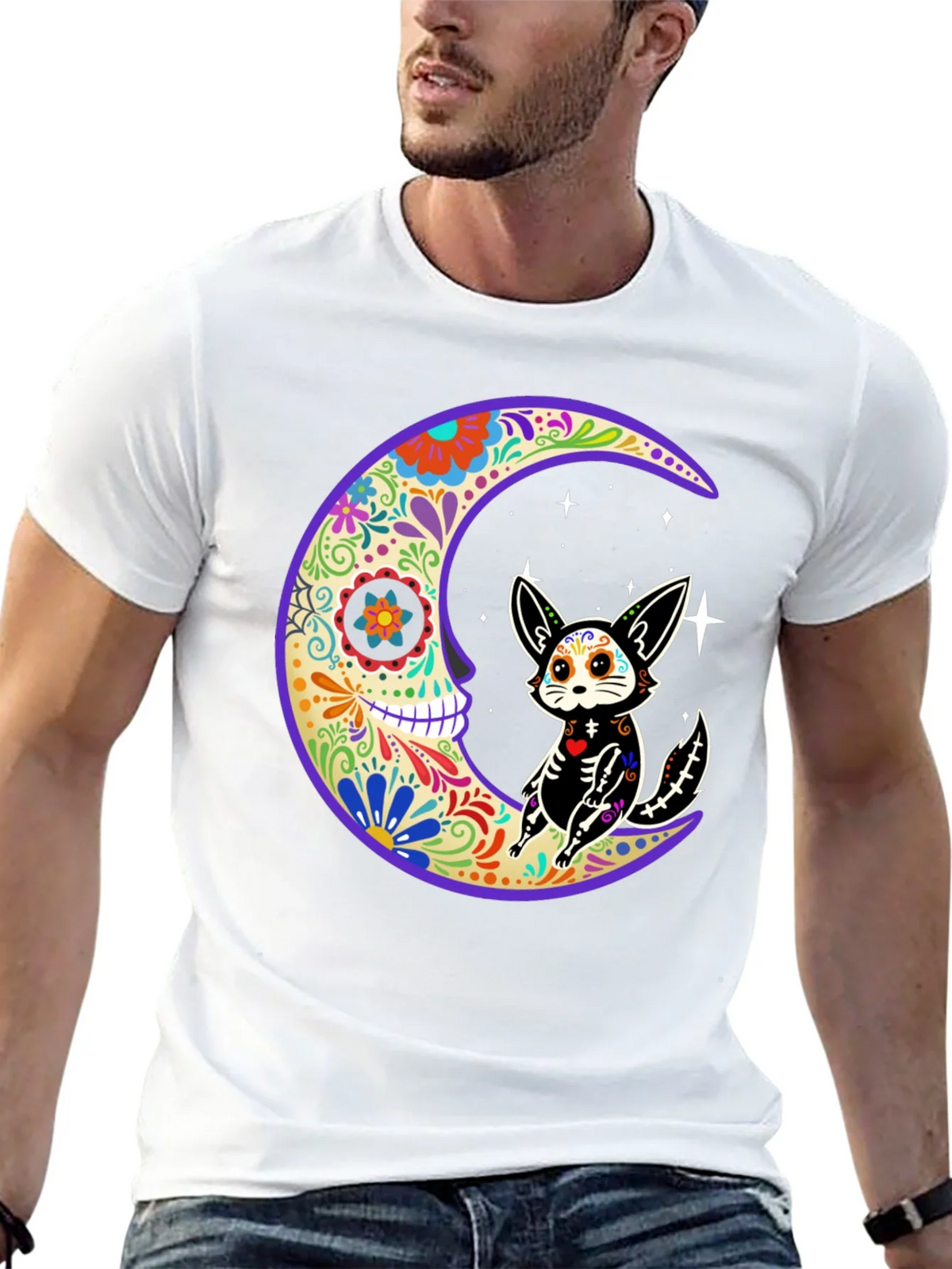Sugar Skull Moon & Cat T-Shirt product image 4
