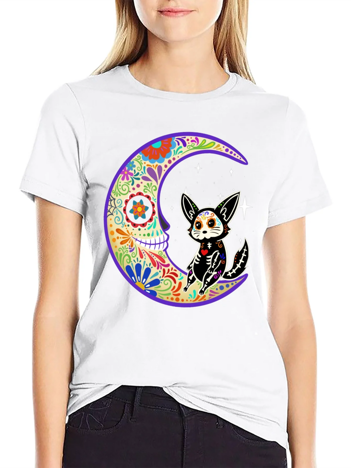 Sugar Skull Moon & Cat T-Shirt product image 11