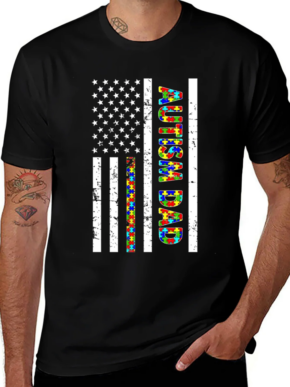 Autism Dad Flag T-Shirt product image 1