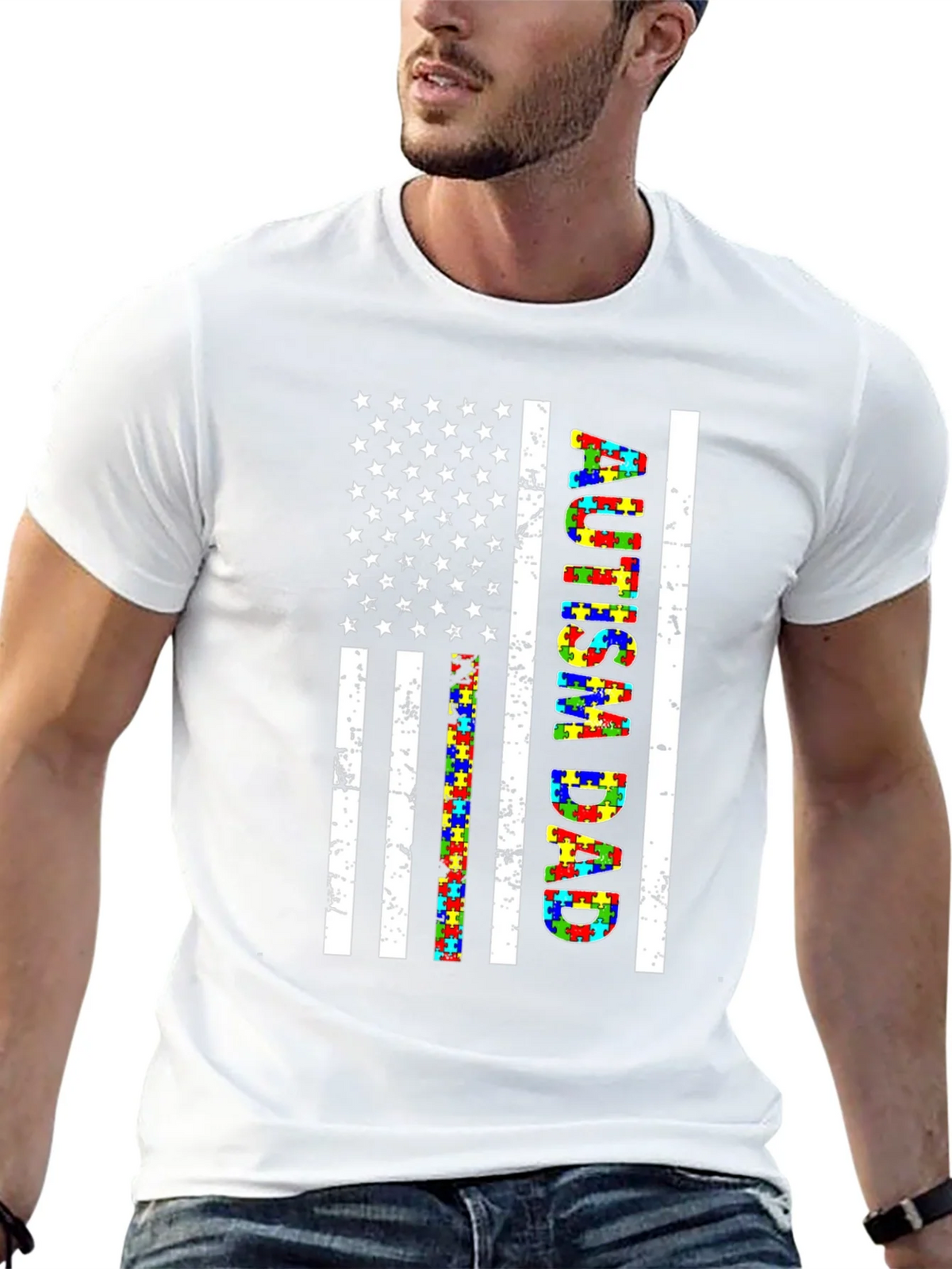 Autism Dad Flag T-Shirt product image 4