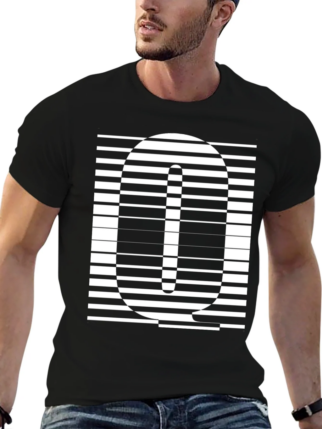 Striped Q Graphic Tee - Modern Style product image 9