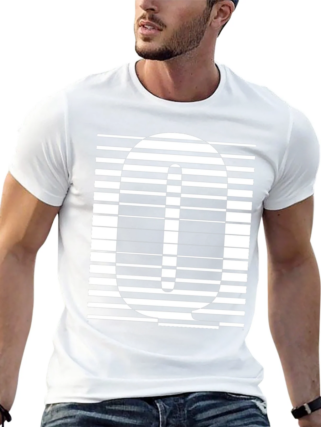 Striped Q Graphic Tee - Modern Style product image 4