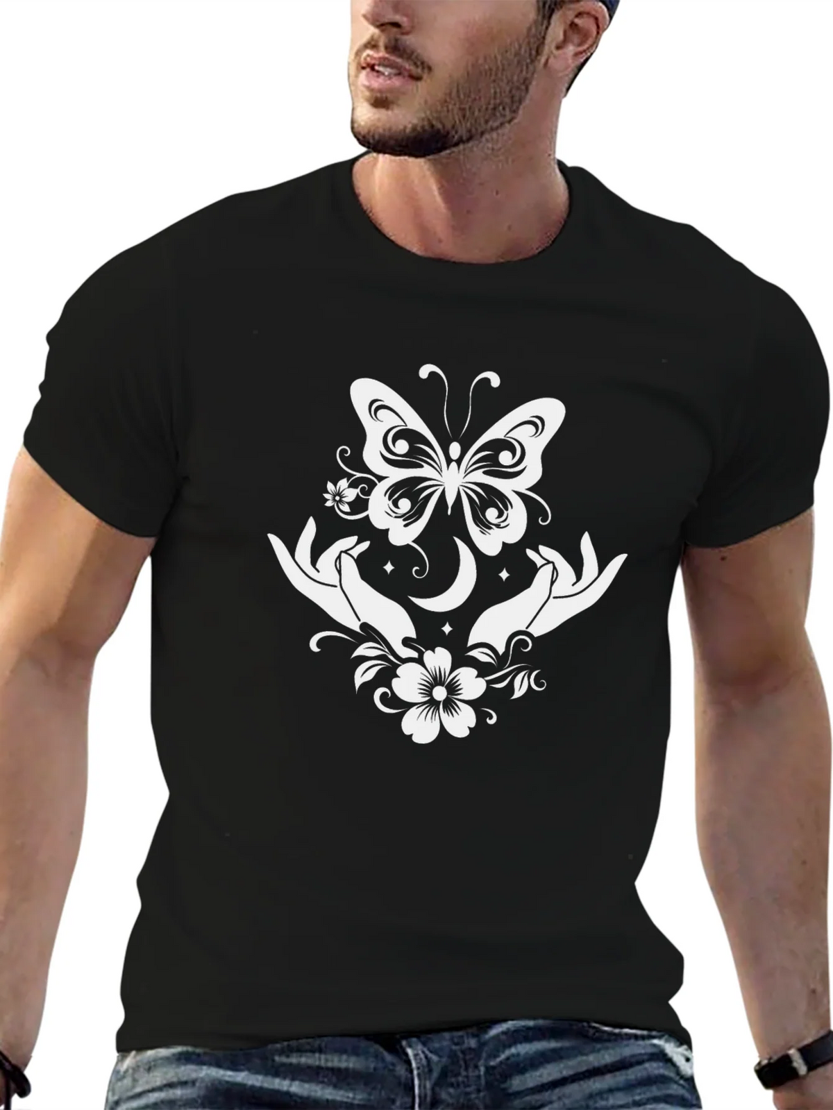 Butterfly Moon Hands Graphic Tee product image 9