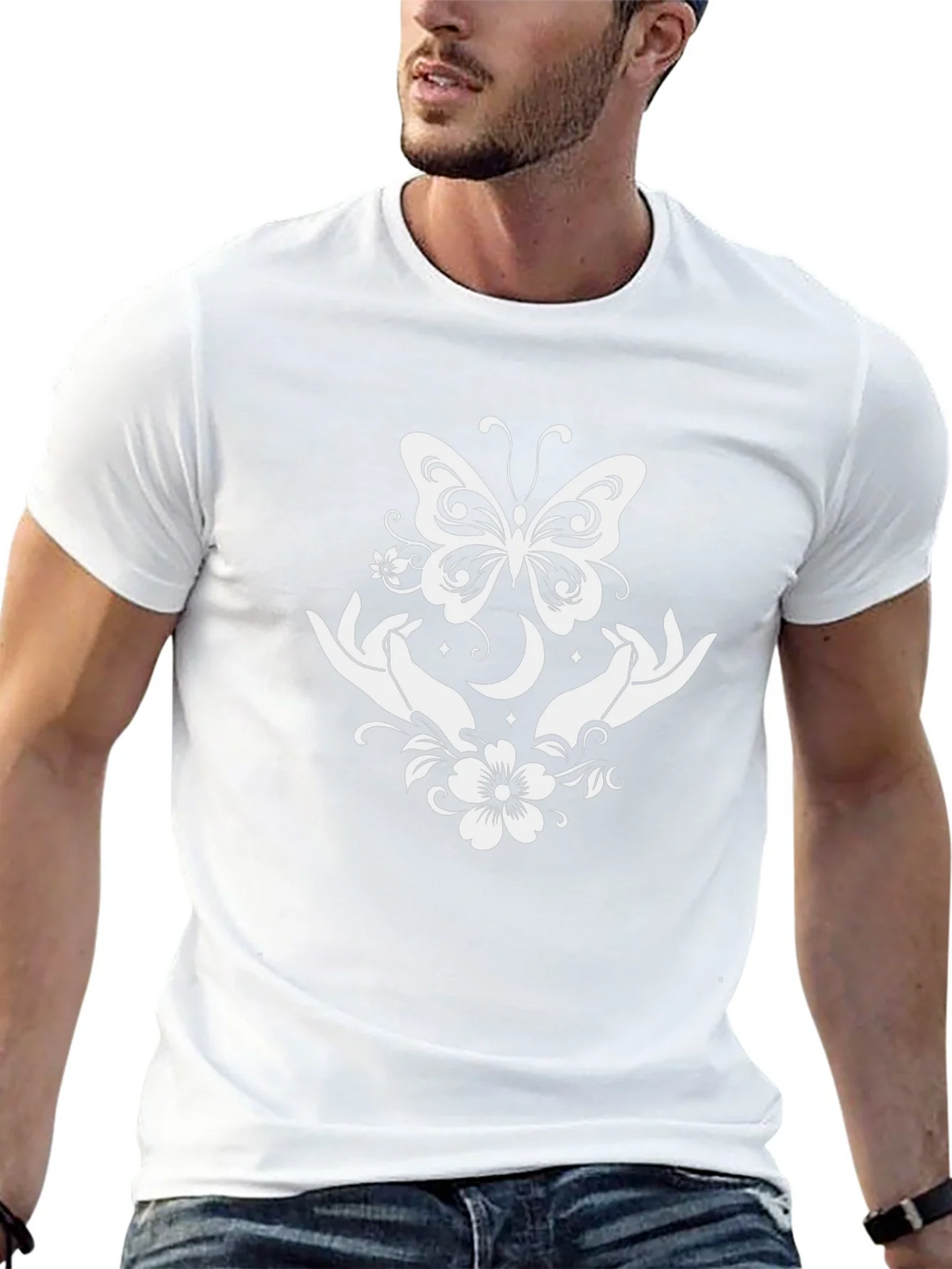 Butterfly Moon Hands Graphic Tee product image 4