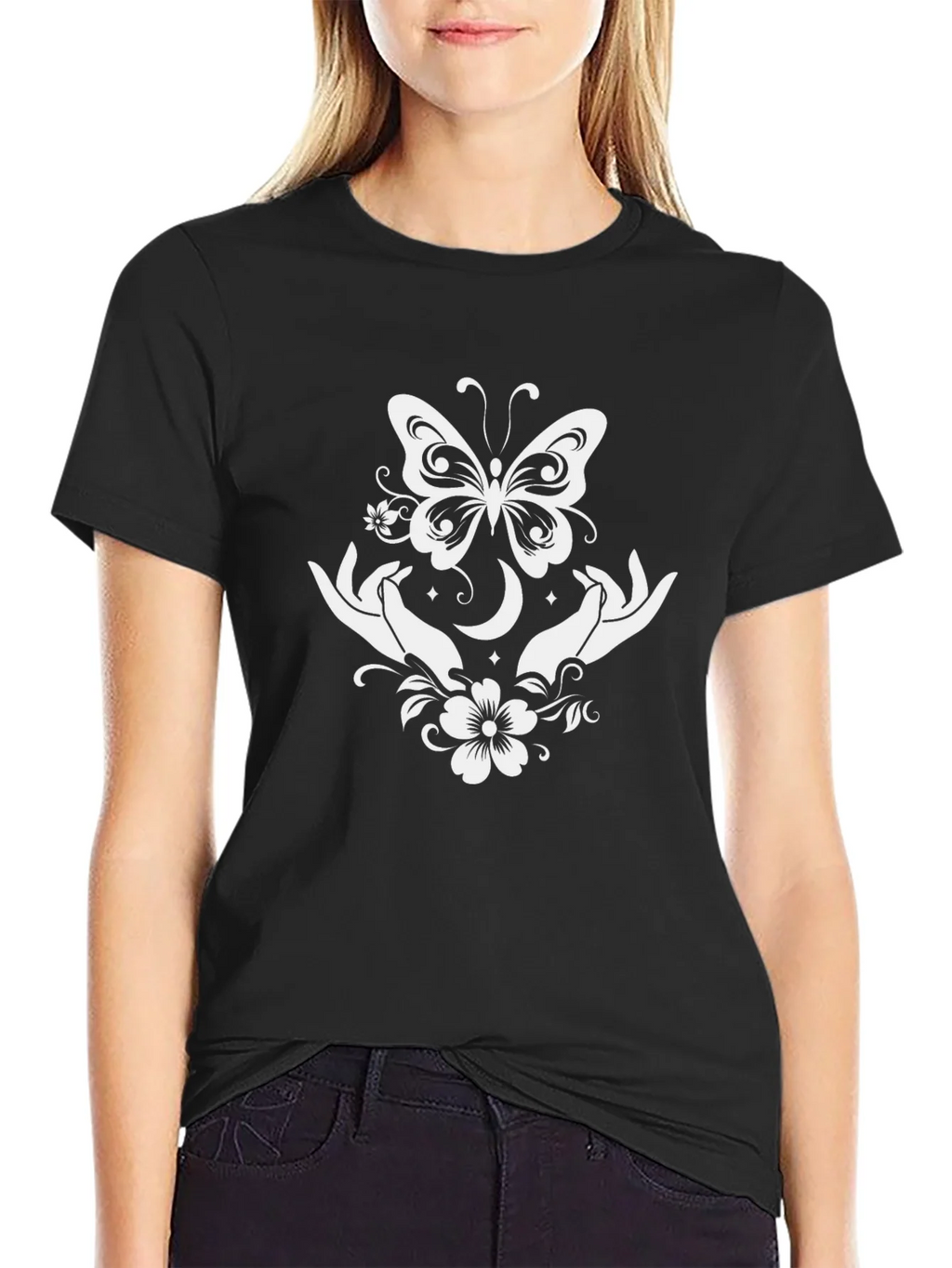 Butterfly Moon Hands Graphic Tee product image 5